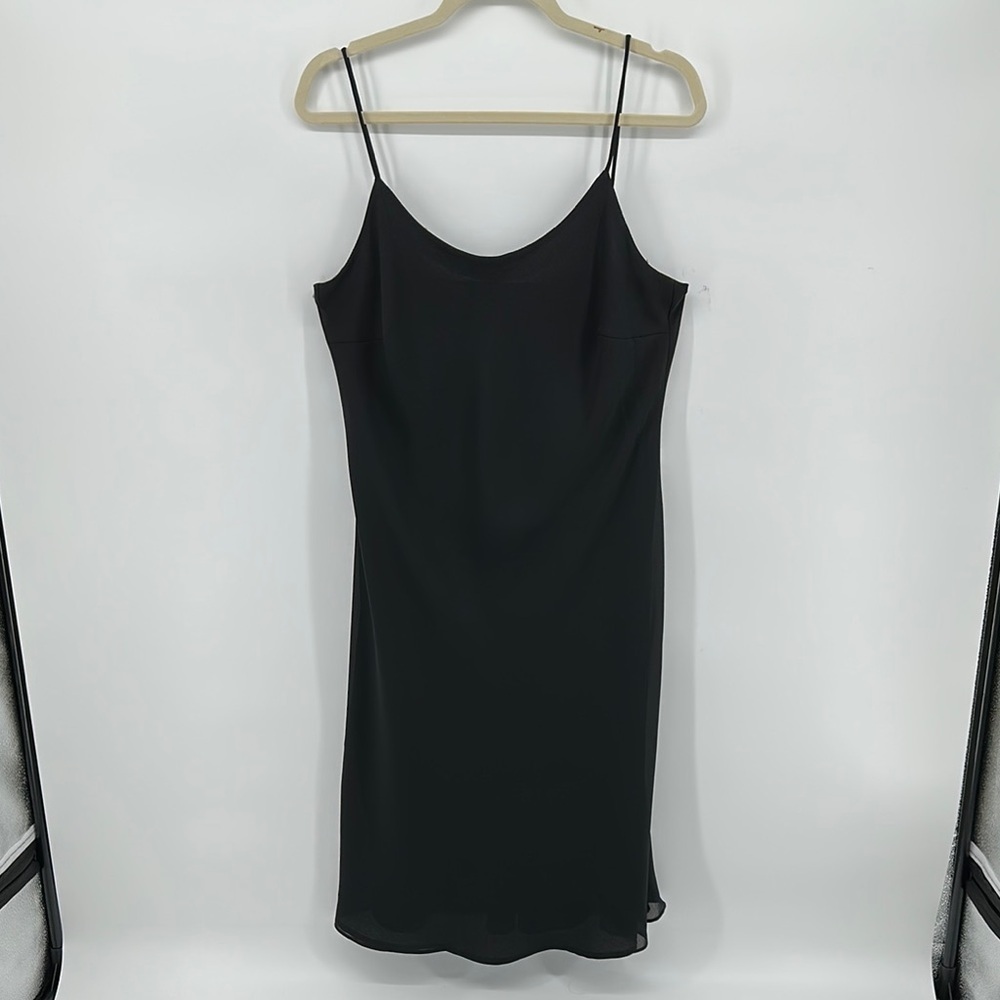 VTG Dark Feminine Vampire Romantic Sexy Jet Black Spaghetti StrapSlip Dress Sz12